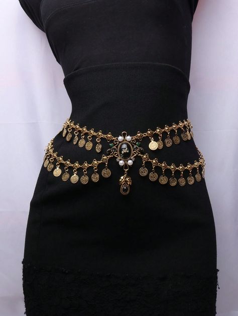 1pc Retro Alloy Tassel & Coin Belly Dance Waist Chain For Women, Gorgeous Jewelry To Wear In Daily LifeI discovered amazing products on SHEIN.com, come check them out! Waist Jewelry Aesthetic, Waist Chain Indian, Chains Aesthetic, Dark Academia Style, Waist Jewelry, Academia Style, Dance Jewelry, Chain For Women, Indian Jewelry Sets