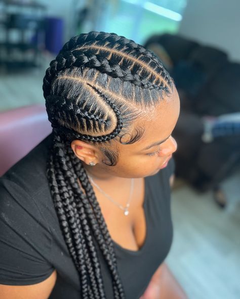 😮‍💨😍 Freestyle + Extended Length “Add On”. Read Below 👇🏾 -$100 until Oct 31st -Freestyle Stitch Braids -6 Stitch Braids -8 Stitch Braids . . . #jaxbraider #jaxbraider #duvalbraids #jacksonvillebraids #jaxbraids #duvalbraider #jaxbraiders #904braids #duvalbraiders #stitchbraids #jaxbraids #stitchbraidsjax #hairinstagram #hair #hairstylist #hairincluded Five Stitch Braids, 6-8 Stitch Braids With Designs, 10 Stitch Braids, Crochet Cornrows, 6 Stitch Braids, 4 Braids, Top Braid, Big Braids, Plaits Hairstyles