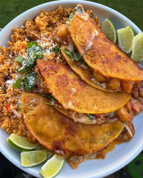 Only $20 Shrimp Tacos Fried, Shrimp Birria Tacos Recipe, Shrimp Birria Tacos, Spanish Tacos, Spanish Fried Rice, Taco Shrimp, Taco Dinner, Lent Recipes, Bubble Waffle