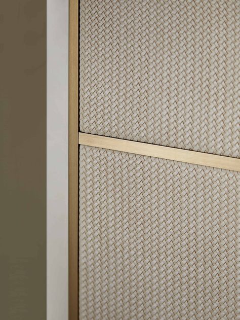 Textured Wardrobe Doors, Fabric Paneling, Wardrobe Detail, Fabric Panelling, Wardrobe Door Designs, Joinery Details, Furniture Details Design, Hotel Room Design, Leather Wall