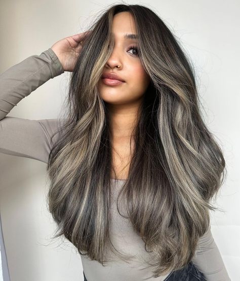 Dark Hair with Ash Brown Highlights Dark Ash Brown Hair Balayage, Natural Ash Brown Hair, Earthy Hair, Ash Brown Hair Color Ideas, Hair Colour Inspiration, Ash Brown Hair Dye, Medium Ash Brown Hair, Ash Brown Hair Balayage, Dark Ash Brown Hair