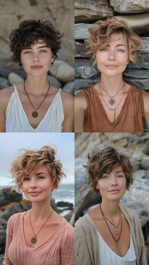 Short Pixie Haircuts Wavy Hair, Long Pixie Curly, Short Wavy Bob Hairstyles, Pixie Cuts For Wavy Hair, Pixie Wavy Hair, Pixie 2024, Wavy Pixie Haircut, Curls Ideas, Pixie Cut Curly Hair