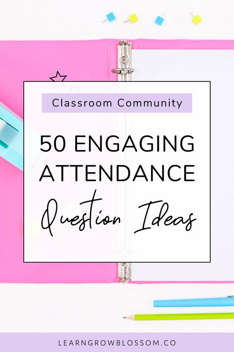 Using attendance questions might be the ultimate of the teacher organization hacks. By using fun attendance questions as part of your morning routine in upper elementary, your student will always remember that attendance needs to be taken. It serves as the perfect attendance reminder and builds classroom community, too! Try incorporating these 50 attendance questions for kids as part of your class morning routine. Attendance Questions Middle School, Attendance Reminder, Attendance Incentives Elementary, Attendance Incentives, Attendance Questions, Classroom Attendance, Classroom Community Activities, Anecdotal Notes, Classroom Routines And Procedures