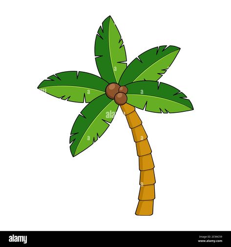 Download this stock vector: Coco palm cartoon isolated on white. Tropical palm tree clipart. Exotic coconut palmtree graphic for summertime poster or postcard. Shape of paradise - 2C9AC59 from Alamy's library of millions of high resolution stock photos, illustrations and vectors. Tree Leaves Drawing, Coconut Tree Leaves, Coconut Tree Drawing, Palm Tree Clipart, Cartoon Palm Tree, Leaves Drawing, Baby Shower Decorations Neutral, Character Design Tutorial, Phone Wallpaper Pink