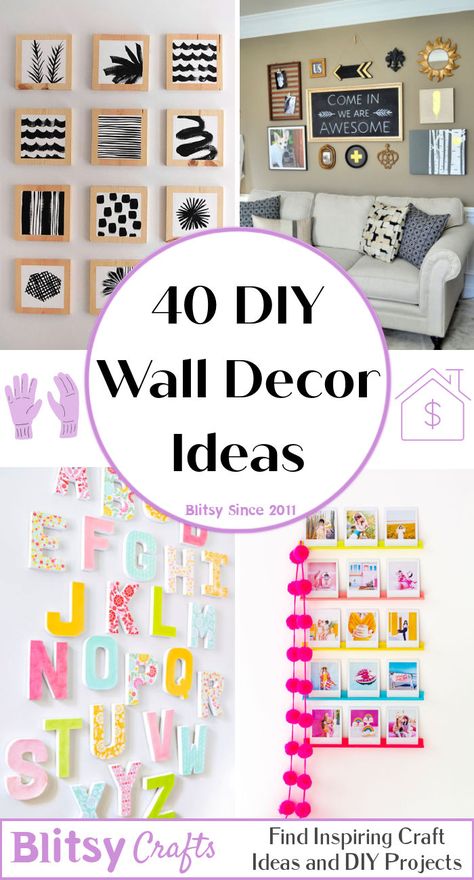 40 DIY Wall Decor Ideas Large Vinyl Wall Decals Cricut, Diy Wall Decor For Kitchen, Diy Glam Canvas Wall Art, 3d Wall Decor Diy, Diy Home Wall Decor Living Room, Teen Room Wall Art, Fun Wall Decor Ideas, Diy Decor Bedroom Aesthetic, Diy Wall Decor Canvas