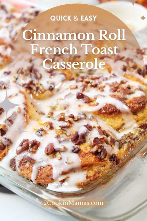 Indulge in a quick & easy breakfast with Cinnamon Roll French Toast Casserole! This mouthwatering treat combines the decadence of traditional cinnamon rolls with the ease of a prep-ahead casserole. Sink your teeth into the soft, gooey rolls drenched in a velvety custard, and top it off with rich maple syrup and icing drizzles. Ideal for special occasions, holiday brunches, or simply spoiling yourself. Breakfast With Cinnamon, Cinnamon French Toast Casserole, Cinnamon Roll French Toast Casserole, No Carb Breakfast, Quick Easy Breakfast, French Toast Casserole Easy, Cinnamon Roll French, Pillsbury Cinnamon Rolls, Cinnamon Roll French Toast