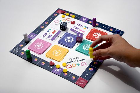 Heart to Heart | Board Game :: Behance Boardgame Packaging Design, Board Game Graphic Design, Gameboard Design, Board Game Illustration, Game Board Design, Student Games, Board Games Diy, Game Card Design, Esl Games