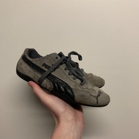 Vintage Puma Speedcat Sneakers Women’s suede shoes... - Depop Vintage Shoes Sneakers, Puma Speedcat, Elegant Sneakers, Futuristic Shoes, Vintage Puma, Cinderella Shoes, Silver Sneakers, Vintage Sneakers, Shoe Inspo