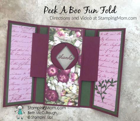 Pressed Petals Peek A Boo Stazon Ink, Fancy Fold Card Tutorials, Birthday Sentiments, Fancy Fold Cards, Fancy Folds, Fun Fold Cards, Card Tutorials, Paper Pumpkin, Peek A Boo