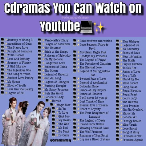 Chinese Drama List To Watch On Youtube, Chinese Drama Recommendation, Cdrama Chinese List, Chinese Drama List, With You Chinese Drama, Chinese Drama Checklist, Youtube 2023, Best Teen Movies, Korean Tv Series