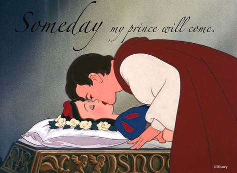 Disney Quote Snow White: "Someday my prince will come." Disney Lessons, Princes Disney, Disney Kiss, Disney Amor, Snow White Prince, Movie Kisses, Sette Nani, Images Disney, Best Kisses