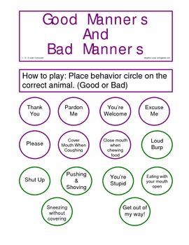 Kindergarten Classroom Rules, Manners Preschool, Manners Chart, Evs Worksheet, Manners Activities, Bad Manners, Senses Preschool, Manners For Kids, Coping Skills Activities