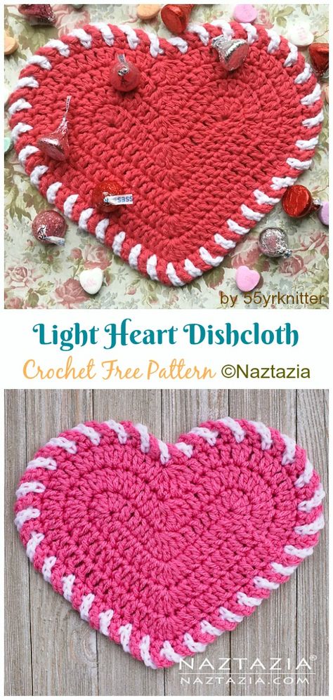 Light Heart Dishcloth Crochet Free Pattern - #Heart; #Dishcloth; Free Crochet Patterns Heart Dishcloth, Household Crochet, Crochet Washcloth Free Pattern, Crochet Washcloth Free, Crochet Valentines, Irish Lace Crochet Pattern, Crochet Patterns Ideas, Crochet Pot, Crochet Heart Pattern