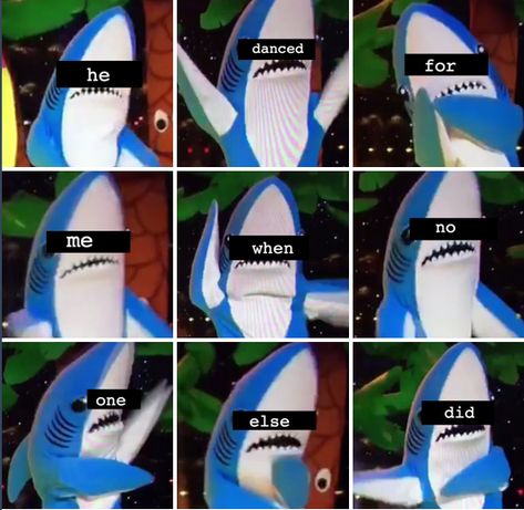 And, finally, when Left Shark gave all of us the strength to get through another day: | The 23 Most Important Moments In Left Shark History Shark Meme, Left Shark, Smosh, Clean Humor, Can't Stop Laughing, Inside Jokes, Animal Quotes, Funny Pranks, Sharks