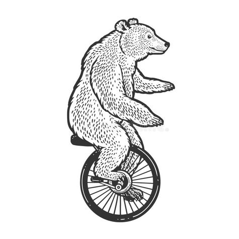 unicycle bear sketch vector illustration stock illustration Little Bear Cartoon, Circus Bear, Bear Sketch, Woodcut Illustration, Carnival Posters, Bear Drawing, Illustration T Shirt, Bear Tattoo, Funny Bears