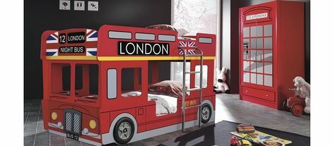 Joseph International Joseph London Bus Twin Bunk Bed-Red (NEW) Joseph London Bus Bunk Bed: The London Bus Bunk Bed Features a standard single size bunk bed which is close to the ground for little ones! Use the top for storage if needed and bottom bunk to sleep! V http://www.comparestoreprices.co.uk/bunk-beds/joseph-international-joseph-london-bus-twin-bunk-bed-red-new-.asp Interior Bed Design, Toddler Car Bed, Bunk Bed Safety, Kids Car Bed, Wooden Bunk Bed, Bunk Bed Frame, Single Bunk Bed, Bunk Bed Mattress, Double Bunk Beds