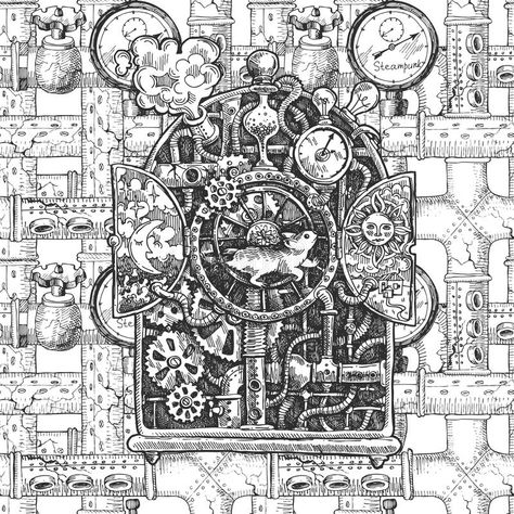 Steampunk mechanism sketch stock illustration Gear Drawing, Steampunk Drawing, Sketch Beautiful, Laser Cut Decor, Mechanical Art, Steampunk Gears, Fantasy Drawings, Graphic Design Photography, Time Machine