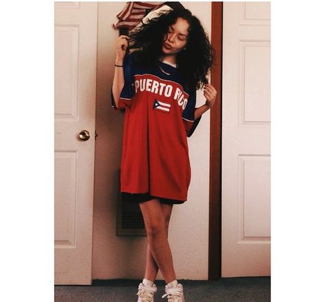 Puerto Rico Puerto Rican Dress, Red Tshirt Outfit, Puerto Rico Clothing, Oversized Tshirt Outfit Jeans, Puerto Rican Parade, Puerto Rican Heritage, Oversize Tshirt Outfits, T Shirt Image, Dope Fashion