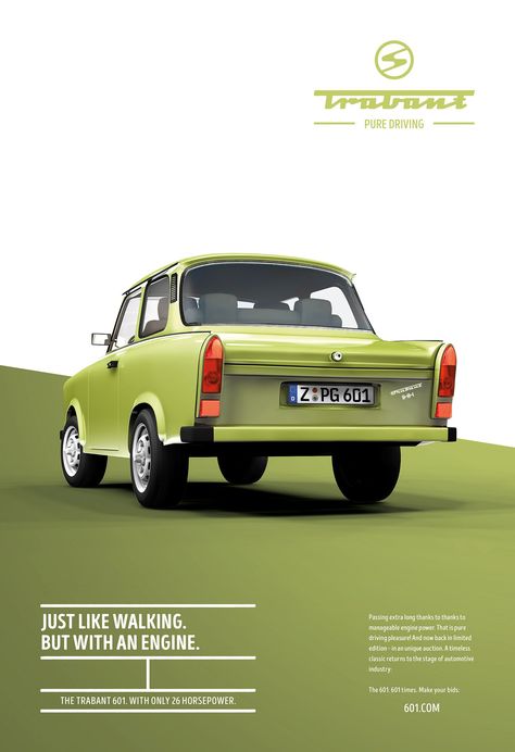 Trabant 601: Pure driving Stare Reklamy, Graphic Design Typography Poster, Car Advertising Design, Poster Sport, Web Design Mobile, Minimalist Graphic Design, Auto Poster, 광고 디자인, Publicidad Creativa