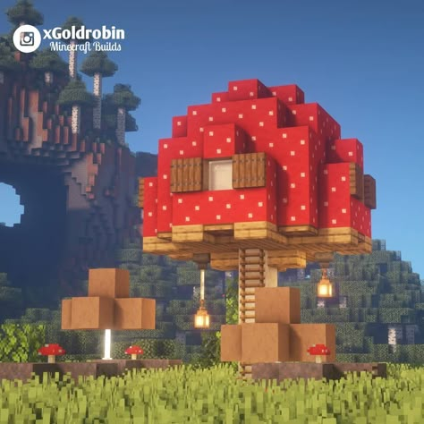 Mushroom Village Minecraft Ideas, Minecraft Mushroom Village, Minecraft Mushroom Builds, Goldrobin Minecraft, Kinoko Kingdom, Minecraft Island, Minecraft Mushroom, Construction Minecraft, Minecraft World