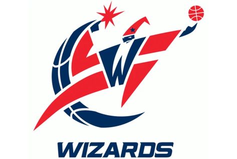 25 Things Hiding in Sports Logos | Mental Floss Washington Wizards Logo, Wizards Basketball, Nba Arenas, Wizards Logo, Basket Nba, Nba Logo, Word Mark Logo, Washington Wizards, Nba News