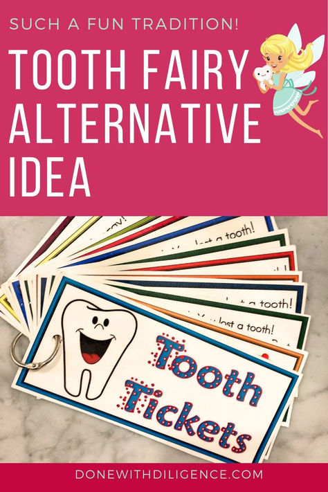 Looking for an alternative to the Tooth Fairy?  Tooth Tickets are a fun, easy alternative that makes a fun family tradition! Christian Tooth Fairy Ideas, Tooth Fairy Alternatives, Lost First Tooth Ideas, Tooth Fairy Notes For Boys, Tooth Fairy Ideas For Girls First, Tooth Fairy Gift Ideas, Lost First Tooth, Fairy Gift Ideas, Tooth Fairy Note