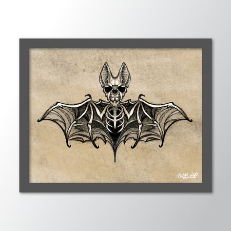 Skeleton Bat Art Print Tattoo Art Illustration Sketch - Etsy Bat Drawing Tattoo, Bat Tattoo Design, Skull Drawing Tattoo, Tattoo Bat, Bats Tattoo, Drawing Tattoo Ideas, Bat Drawing, Bats Tattoo Design, Bat Skeleton