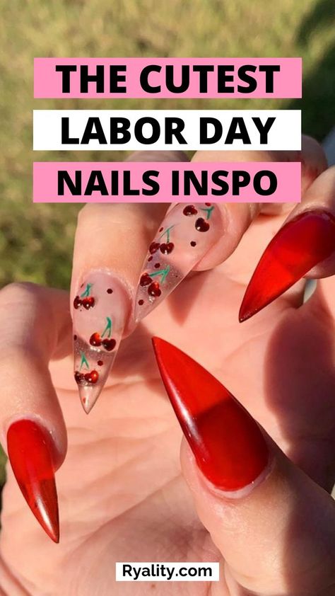 These labor day nail designs 2024 are SO cute Labor Day Nails, Summer Vacation Nails, Blue Chrome Nails, Blue Chrome, Cherry Nails, Y2k Nails, Vacation Nails, Summer Nails Colors, Nails 2024