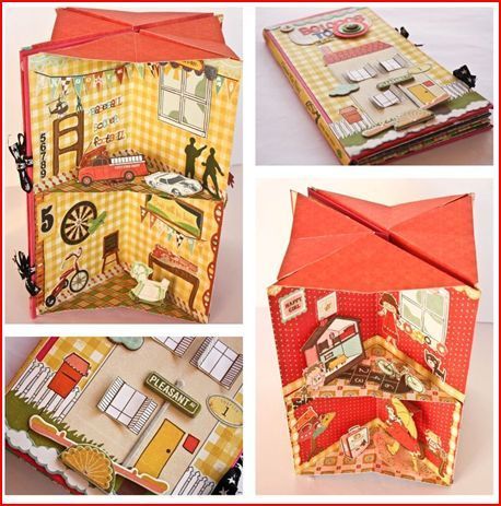 Project: Pop Up Doll House Book – Stamping Crate Diy, Dollhouse Books, Paper Doll House, Paper Toy, Book Stamp, Crate Paper, House Book, Up Book, Pop Up Book