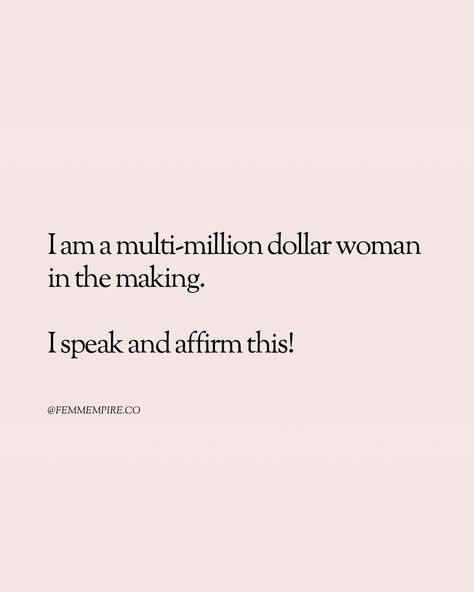 Speak this into existence and then take the inspired action towards it. Comment a ✨ if you know with certainty that you deserve it, love. Follow for more motivational content. ♥️ 🤍 @femmempire.co 🤍 @femmempire.co 🤍 @femmempire.co #money #lifegoals #motivation #wealth #thatgirl #womenempowerment SEO | wealthy woman, goals, success, confident, mindset, motivation, women empowerment Intelligent Woman Quotes, Wealthy Woman Quotes, Successful Women Quotes Motivation, Intimidating Women Quotes, Know My Worth Quotes, Successful Woman Aesthetic, Woman Goals, Confident Mindset, Confident Women Quotes