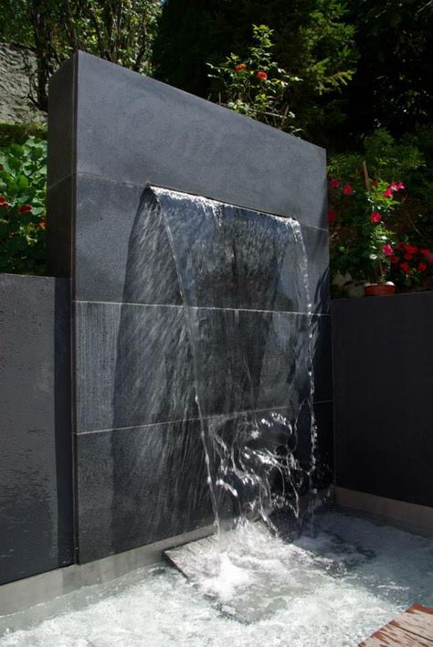 cascade Water Cascade Wall, Wall Waterfall Outdoor, Bedroom Waterfall, Interior Design For Bedroom, Wall Waterfall, Indoor Waterfall Fountain, Patio Water Feature, Fountain Indoor, Garden Gates And Fencing