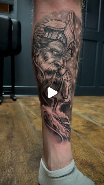 Leanne Sinclair on Instagram: "▪️Poseidon ▪️

Cheers Ciaran 🔱

#poseidon #neptune #greekgod #greekmythology #greekmythologytattoo #legsleeve #sleeve #sleevetattoo
#tattoos #tattooideas #tattooart #tatts
#portrait #portraittattoo #blackandgrey
#bng #bnginksociety #uktta
#blackandgreytattoo #bishoprotary
#dynamicblack #butterluxe_uk
#realistictattoo #realismtattoo #tattoostyle
#tattooist #ladytattooer #femaletattooartist" Neptune Tattoo Poseidon, Neptune Tattoo, Poseidon Tattoo, Greek Mythology Tattoos, Female Tattoo Artists, Leg Sleeves, Realism Tattoo, Greek Gods, Black And Grey Tattoos