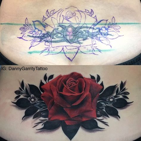 Rose Tattoo Cover Up, Tatuaje Cover Up, Lower Back Tattoo Designs, Cover Up Tattoos For Women, Lower Back Tattoo, Girl Back Tattoos, Black Rose Tattoos, Cover Up Ideas, Tatuaje A Color