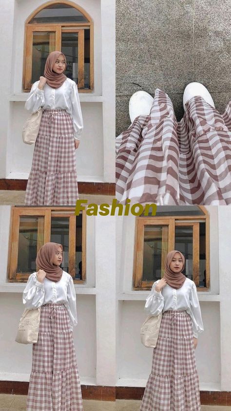 Muslim Girls Outfits Hijab Styles, Cute Dress Hijab, Outfit With Hijab Ideas, Ootd Kampus Hijab Casual, Casual Hijab Outfit Dresses, Style For Hijab Outfit, Dress Outfits For Hijab, Rok Aesthetics, Casual Hijab Outfit Rok