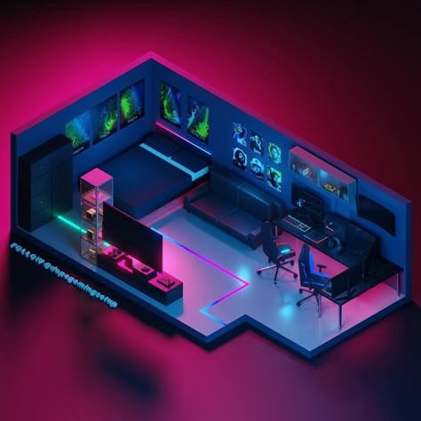 Gaming Bedroom, Gamer Bedroom, Small Game Rooms, Computer Gaming Room, Gamer Room Decor, Video Game Room Design, Boy Bedroom Design, Chill Room, Video Game Rooms