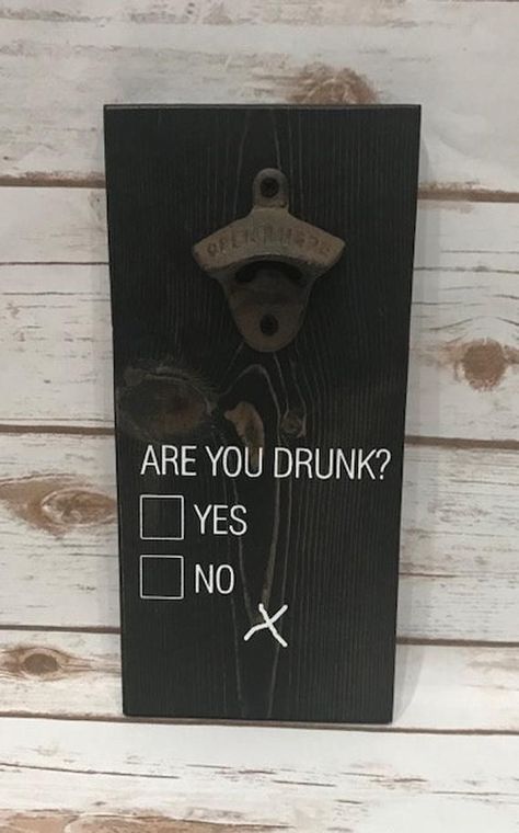 Bottle Opener Diy, Diy Bottle Opener, Bottle Opener Sign, Patio Decorations, Beer Funny, Mounted Bottle Opener, Wall Mounted Bottle Opener, Funny Beer, Beer Signs