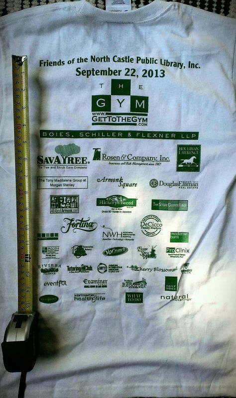 Using the enitre Tall – Full area for sponsorships can be quite cost-effective, especially when done in one color (you’ll only need on screen created).  Here is 15” of sponsorship logos on the back of a youth large shirt. Sponsorship Tshirt Design, Sponsor Shirt Ideas, Tshirt Sponsorship Ideas, Tshirt Fundraiser, Festival Moodboard, Band Booster, Zoo Signage, Promo Product, Sports Fundraisers