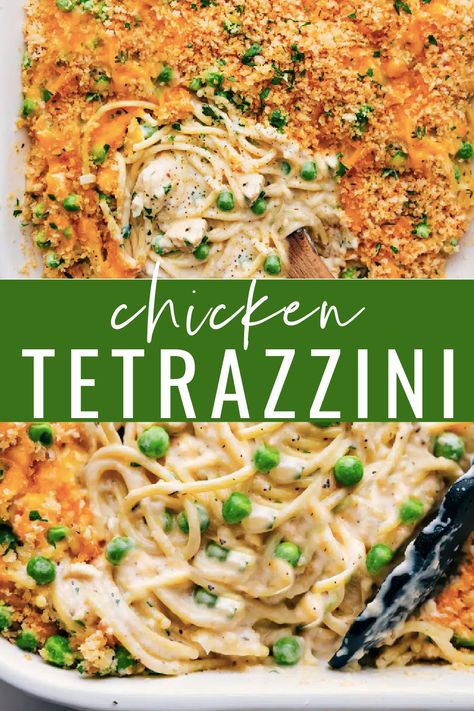 This Chicken Tetrazzini is pure comfort food, with a creamy, irresistible cheese sauce coating seasoned chicken and tender spaghetti. #dinner #quick #easy #simple #comfortfood #cheesy #chicken #tetrazzini Chicken Tetrazzini With Cream Cheese, Rotisserie Chicken Tetrazzini, Italian Chicken Spaghetti Recipe, Recipes Using Rotessiere Chicken, Chicken Tezzarini Recipe, Chicken Tetrazzini Crockpot, Seafood Tetrazzini, Chicken And Spaghetti Recipes, Chicken Tetrazzini Easy