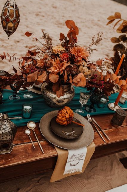 Teal Rust Color Palette Wedding, Rust Wedding Bouquets, Fall Wedding Teal, Teal Wedding Reception, Teal And Rust Wedding, Deep Teal Wedding, Teal Wedding Table, Teal Wedding Decor, Khaki Groom