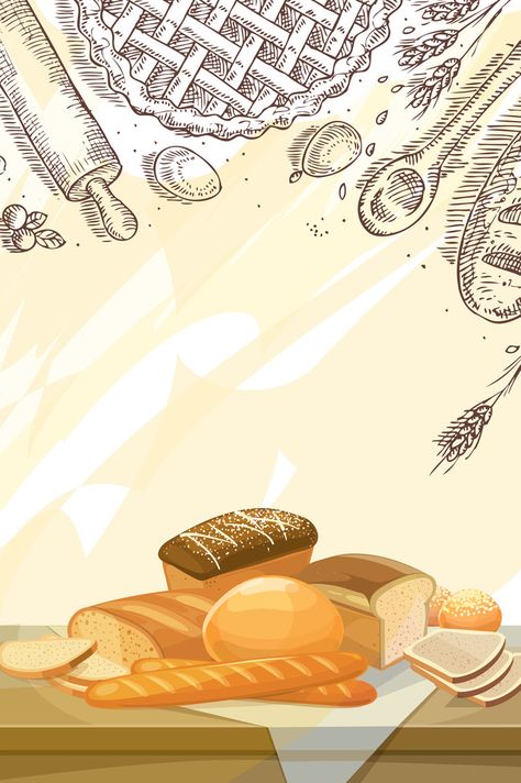 Hand painted bread cartoon vector dessert poster background material, Hand, Cartoon Hand-painted Material, Bread Poster, Background image Bread Background, Dessert Poster, Painted Bread, Food Background Wallpapers, Bread And Pastry, Hand Cartoon, Computer Wallpaper Desktop Wallpapers, Bakery Logo, Food Backgrounds