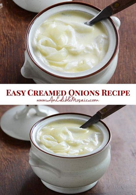 Creamed Onions Parmesan Creamed Onions, Creamed Onions Recipe, Creamed Pearl Onions Recipe, Pearl Onion Recipe, White Cream Sauce, Skillet Pork Chops, Creamed Onions, Tomatoes Recipe, Special Occasion Food