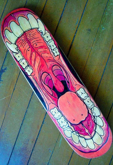 Cool Skateboards Designs Aesthetic, Trippy Skateboard Art, Skate Deck Designs, Skateboard Paint Ideas, Skate Deck Art Ideas, Skateboard Deck Ideas, Skateboard Design Paint, Skate Boards Design Ideas, Painted Skateboard Decks Art