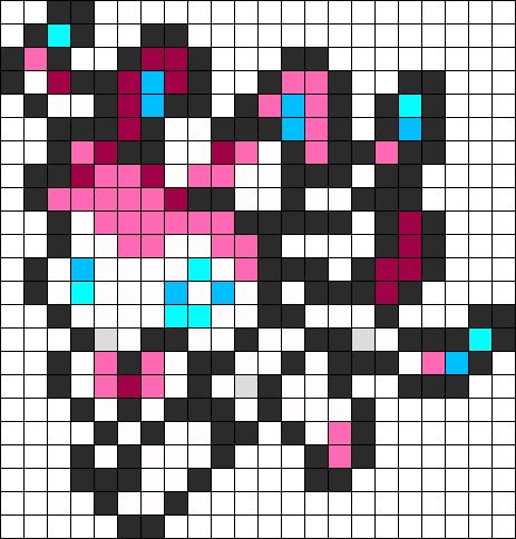 Sylveon Perler Bead Pattern / Bead Sprite (22x23) perler,hama,square pegboard,video games,nintendo,pokemon, Sylveon Sprite, Sylveon Perler Bead Pattern, Sylveon Perler, Sylveon Pixel, Sylveon Perler Beads, Perler Bead Pattern Pokemon, Sylveon Pixel Art, Pokemon Sprites Pixel Art, Perler Bead Pokemon Patterns