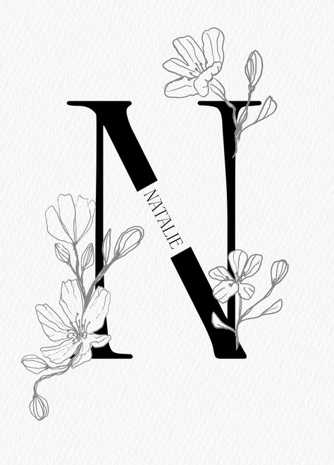 Uniquely illustrated initial letter N birthday card, personalised with your own #Letter_N_Typography #N_Calligraphy_Letter #Letter_N_Drawing #Caligraphy_Alphabet N Alphabet Design, Letter N Drawing, N Initial Tattoo, Letter N Tattoo, Initials Logo Letters, N Tattoo, Black Pen Drawing, Free Monogram Fonts, House Flipper