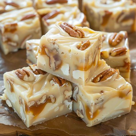 Caramel Pecan Fudge, Carmel Fudge, Chocolate Caramel Fudge, White Chocolate Caramel, Pecan Fudge, White Chocolate Fudge, Christmas Fudge, Caramel Fudge, Homemade Candy