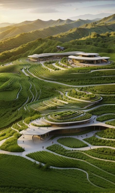 Terraced Landscape Architecture, Terraced Architecture, Terraces Architecture, Contour Architecture, Contour Landscape, Topography Architecture, Terraced Landscape, Architecture Futuristic, Terraced Landscaping