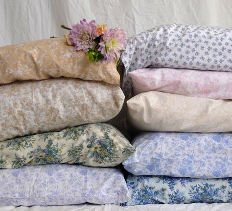 Pretty Pillowcases – Linen Salvage Et Cie Toile Bedding, Floral Sheets, Vintage Stripes, Tailored Style, Striped Duvet, Blue Toile, Cotton Poplin Fabric, Floral Bedding, Printed Pillowcases