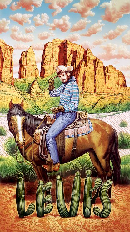 Levis ~ Ken Rosenberg West Art, Old Advertisements, Cowboy Art, Western Theme, Western Art, Vintage Western, Vintage Levis, Vintage Jeans, Vintage Ads