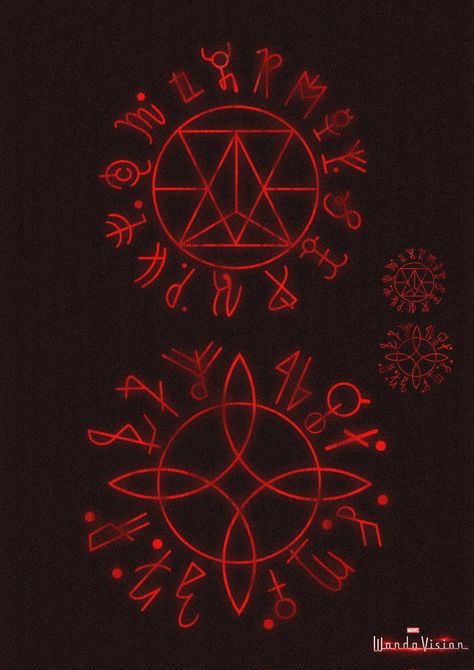 Runes Wandavision, Darkhold Pages Scarlet Witch, Scarlet Witch Runes, Darkhold Scarlet Witch, Scarlet Witch Symbol, Marvel Witches, Wanda Powers, Wiccan Marvel, Scarlet Witch Cosplay