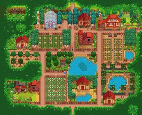 Stardew Farms, Stardew Valley Layout, Stardew Valley Tips, Stardew Valley Farms, Farm Plans, Farm Layout, Farm Design, Stardew Valley, Clash Of Clans